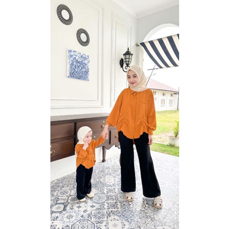 Baju couple farah couple kemeja serut baju kembaran ibu dan anak baju couple anak baju keluarga shir