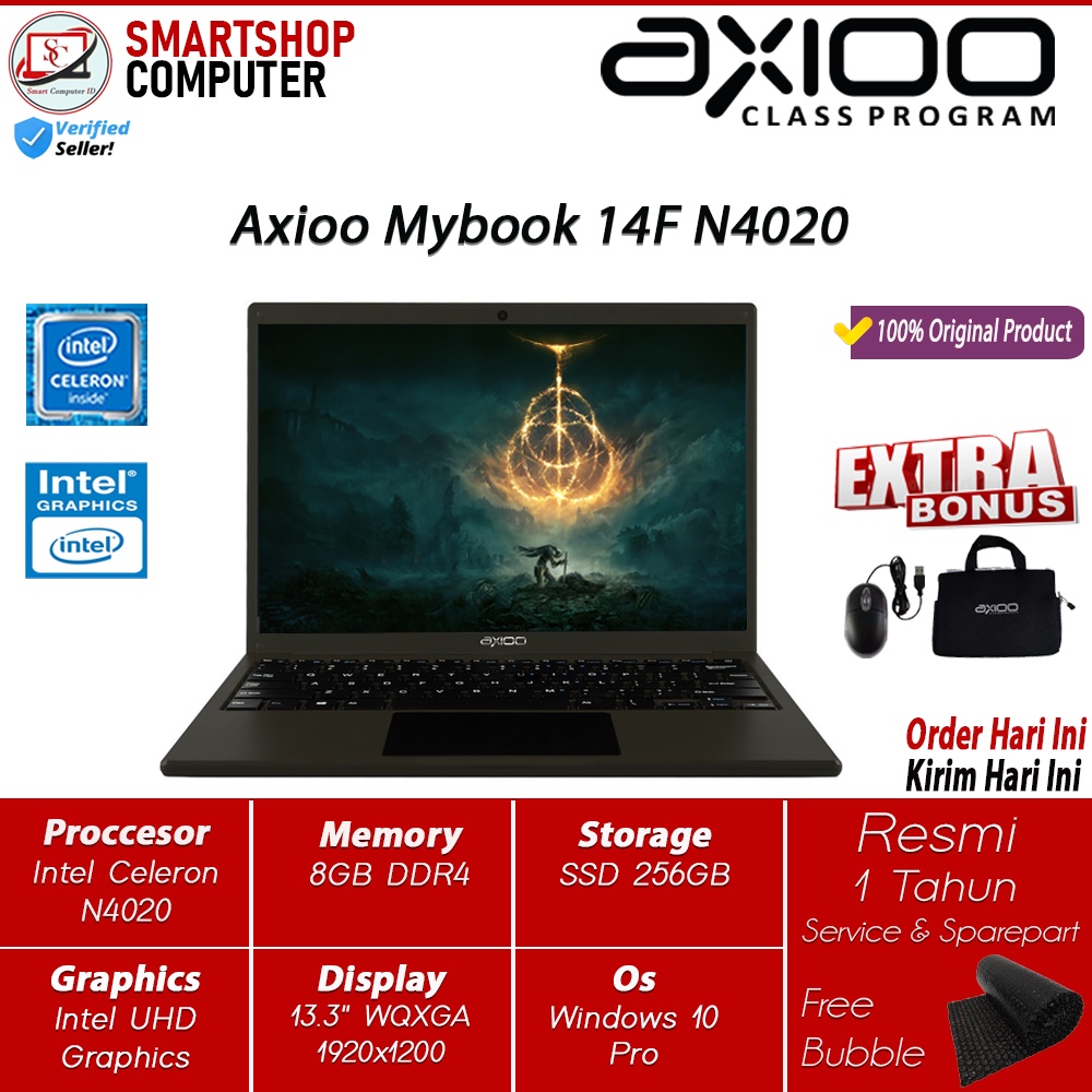 Laptop Murah Axioo Mybook 14F N4020 8GB 256GB 13.3 WQXGA Ips Win10 Pro