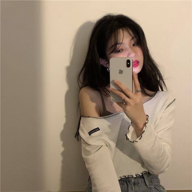 Suhao one-piece suit dengan jamur sisi lengan panjang tabir surya T-shirt musim panas wanita in super hot all-match self-budidaya jaring pusar tren top merah