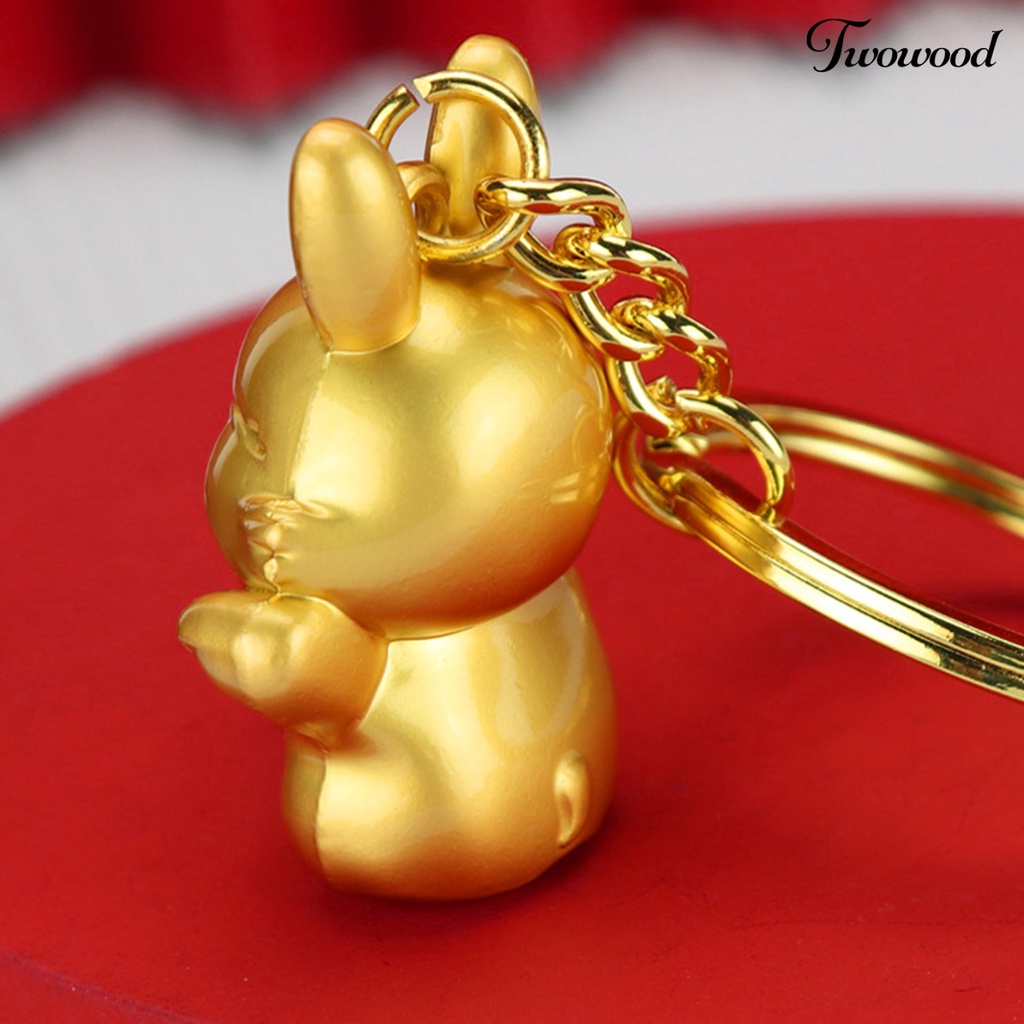 Twowood Rabbit Key Chain Kartun Gaya China Tiga Dimensi Serba Guna Realistis Look Hias Hadiah2023Musim Semi Festival Kelinci Lucu Tempat Gantungan Kunci Mobil Untuk Liburan