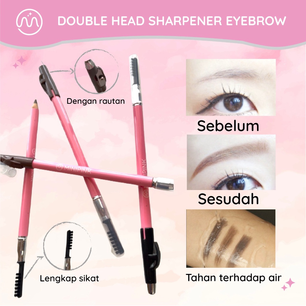 MINIPINK Double Head Eyebrow Pensil Alis Anti Air Tahan Lama MP010