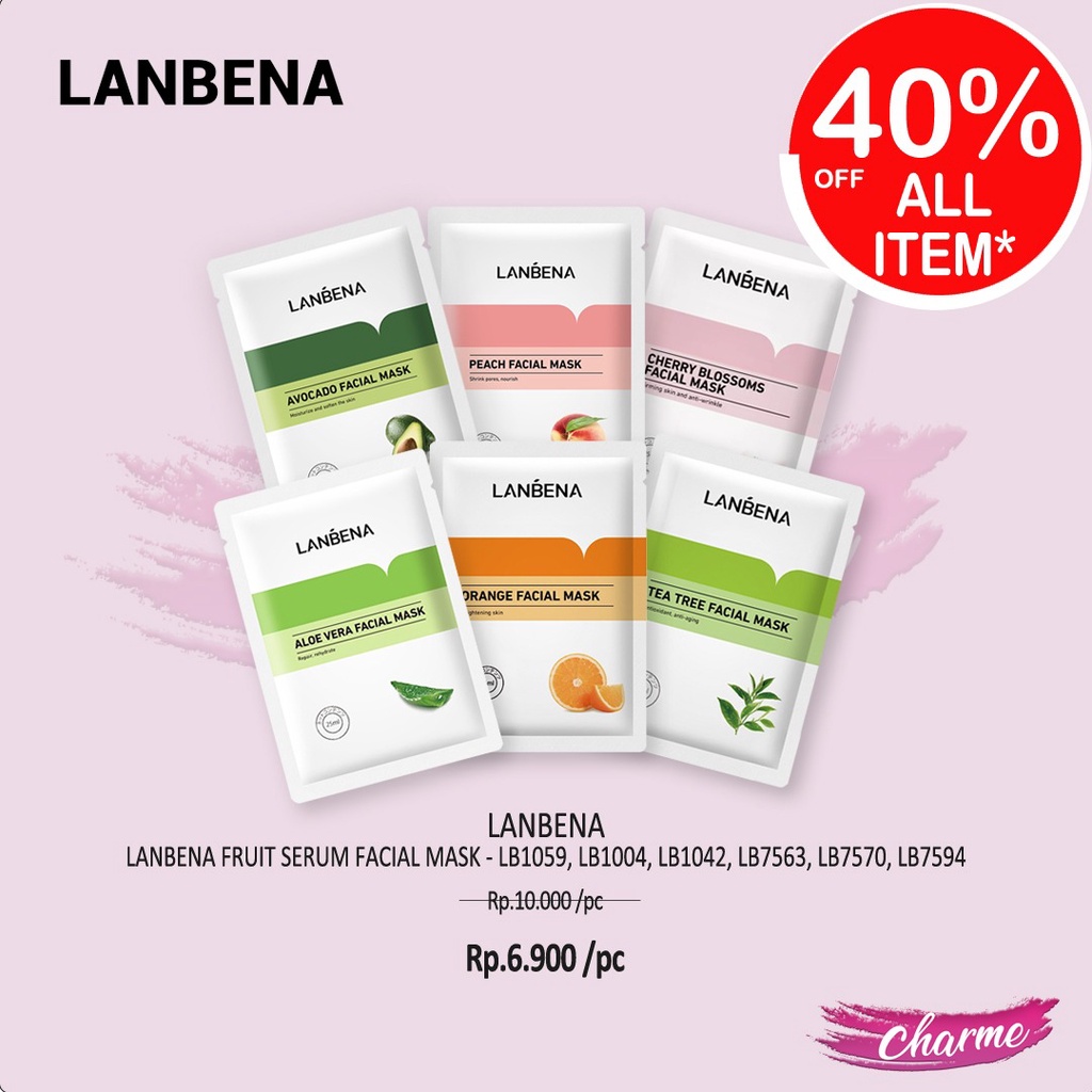 (READY &amp; ORI) LANBENA FACIAL MASK MASKER WAJAH ACNE/ 24K/ HYALURONIC LB7495