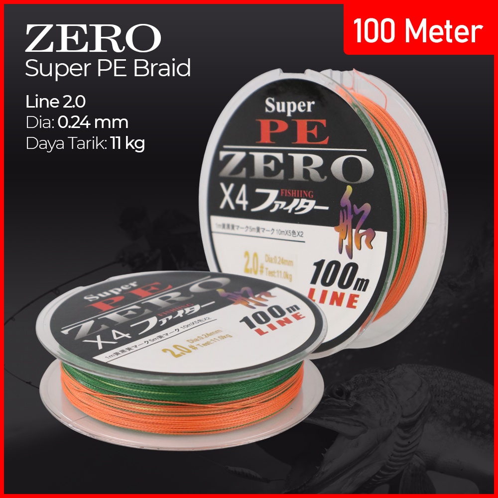 Senar Benang Tali Pancing Super PE 4 Braid Line 2.0 100 Meter - X4 - No Color
