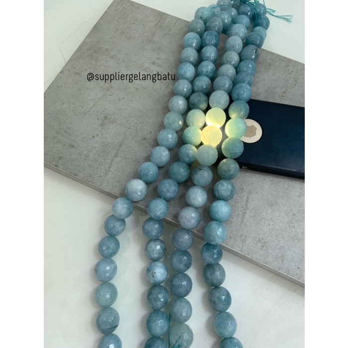 bahan batu CUTTING 18mm moss agate biru kilap grade A aksesoris korea
