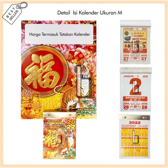 

✨NEW✨ - Kalender Imlek Sobek Harian Dinding Tahun Baru Cina 2022 Shio Macan Fu - Ukuran M