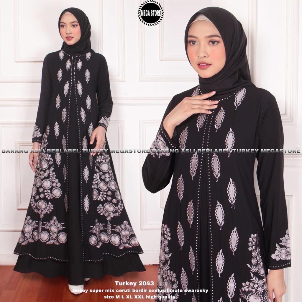 GAMIS TURKEY BORDIR turkey lebaran original produk by mega store