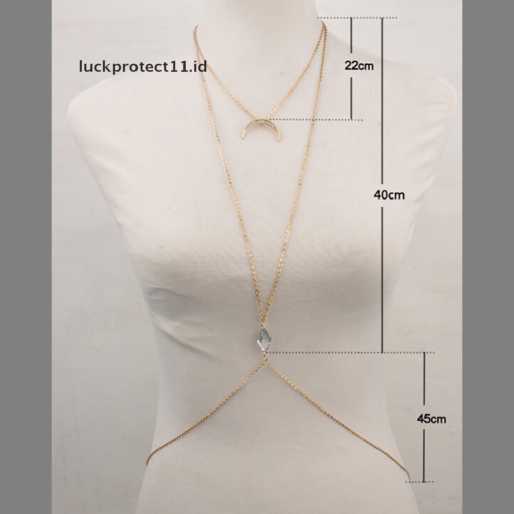 /Fashion Hot// Fashion// Sexy Ladies Belly Waist Cross Body Harness Rantai Kalung Bikini Body Perhiasan.