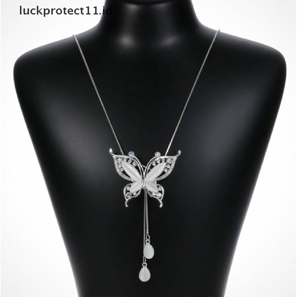 /Fashion Hot//// Sweater Rantai Kupu-Kupu Batu Opal Kalung Panjang Liontin Hadiah Untuk Perhiasan Cewek.