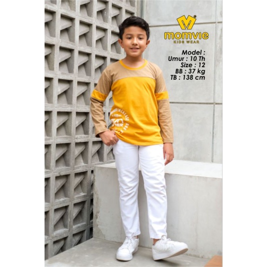 Kaos longsleeve Momvie size junior 8-16 T / Kaos lengan panjang long sleeve t shirt boys momvie by paddlekids