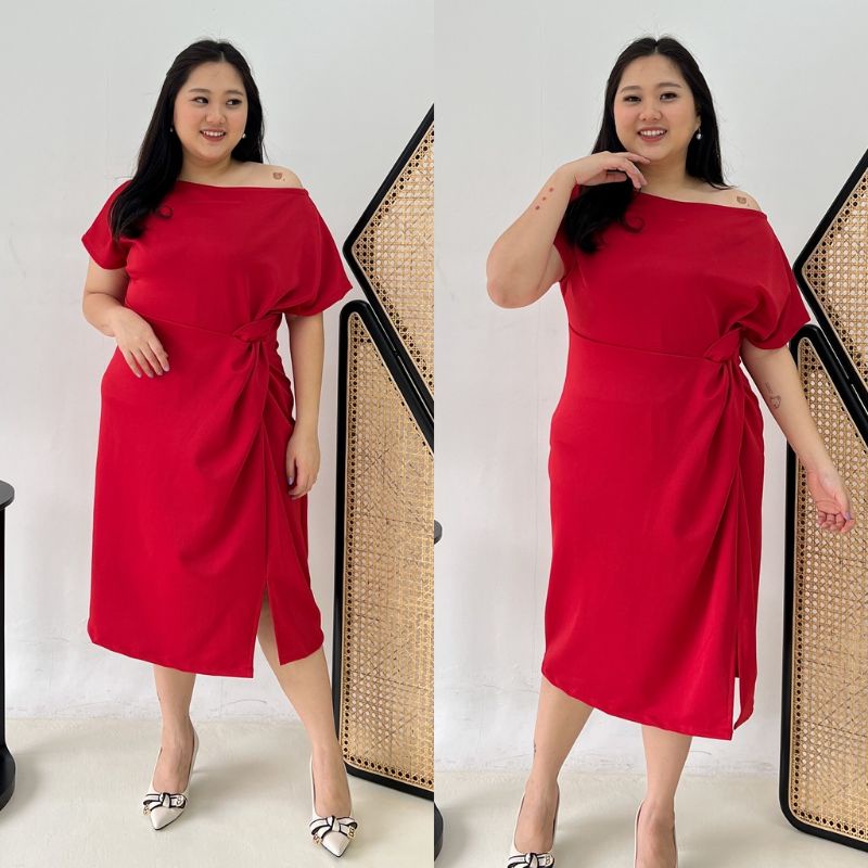 JUMBO DRESS SCUBA PREMIUM LUMI KOMBI BROKAT IMPORT FIT LD 120