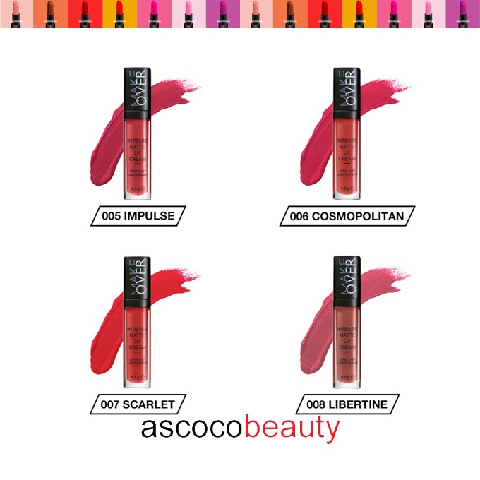 MAKE OVER Intense Matte Lip Cream Lip Cream Liquid Lipstick Lipstik Cair 6,5 g Makeover ✰ ascocobeauty ✰