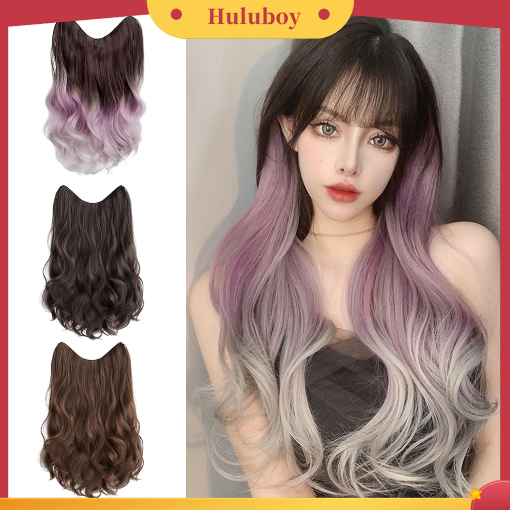 Wig Rambut Palsu Wanita Model Panjang Keriting Warna Gradasi