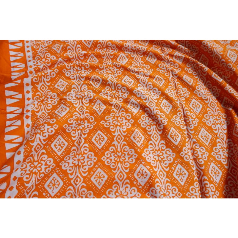 [Pre Order 17 Hari] Kain Batik Cap Asli Warna Kunyit Motif Tenun Premium Handmade Katun Prima Halus 