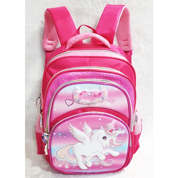 SALE TAS RANSEL SEKOLAH ANAK PEREMPUAN SD GAMBAR KUDA PONY UNICORN SUN 4Resleting dan 3 Resleting ( Pilihan Varian sun odet dino Dinosourus Ice Cream )