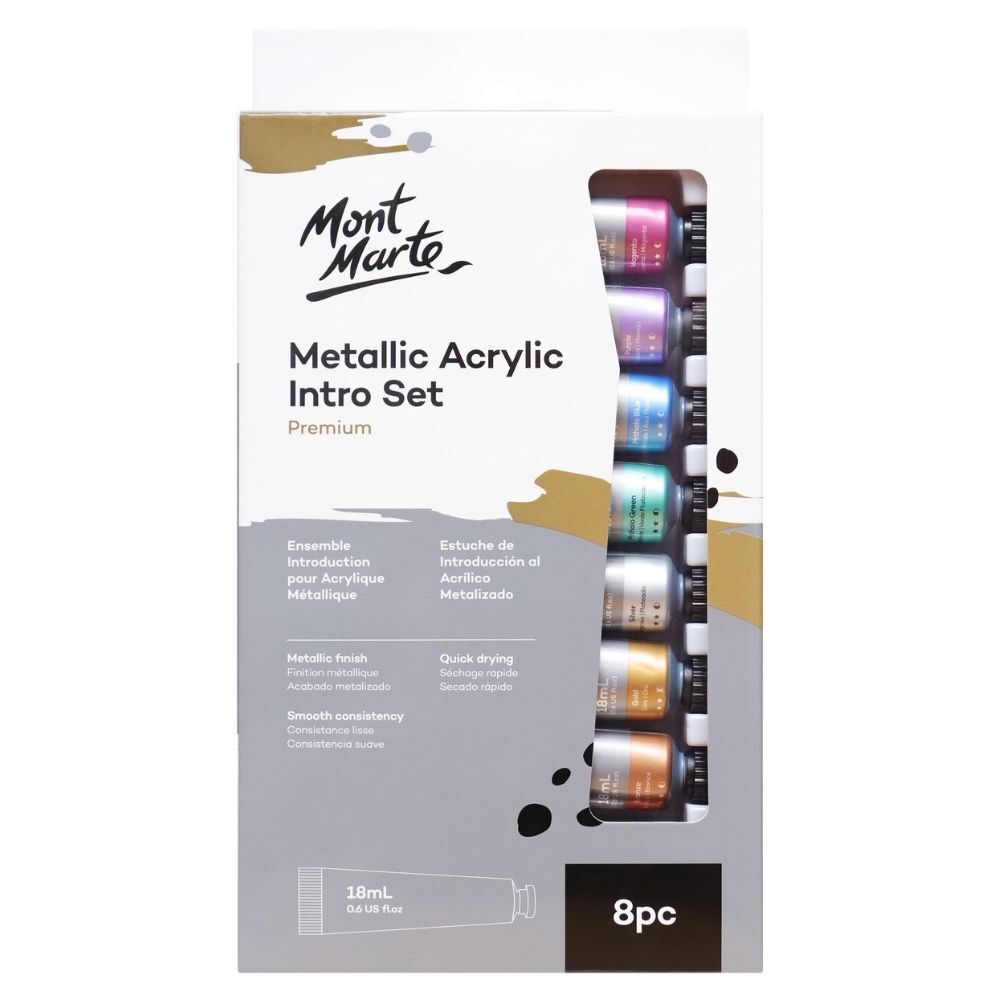

Mont Marte Intro Paint Set/ Metallic Acrylic Paint (8pc x 18ml)