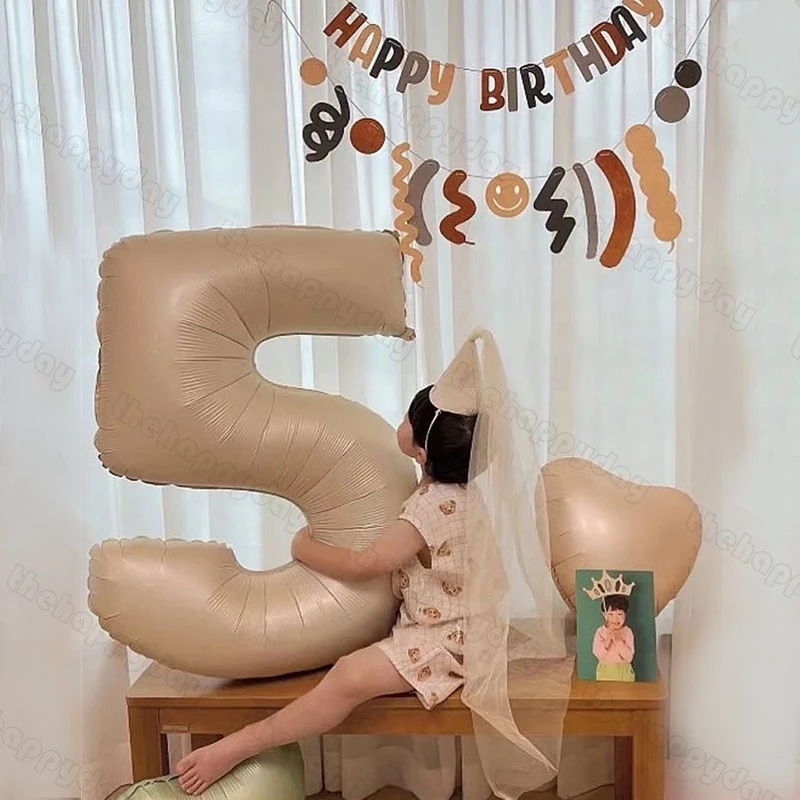 40 Inch Gadis Anak Dewasa Happy Birthday Party Caramel Colour Number Balloon/Pernikahan Tahun Baru Pesta Dekorasi DIY Hadiah Pasokan Balon Digital