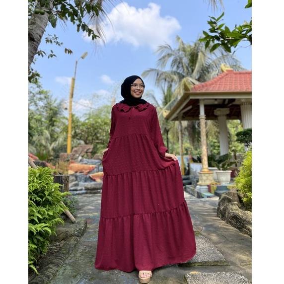 TERPOPULER Gamis Jumbo long Dress Gamis Lebaran Idul fitri Gamis rubiah Crincle kerah korea Gamis ru