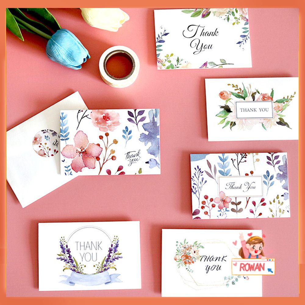 R-flower 6set Kartu Ucapan Terima Kasih DIY Lipat Stiker Amplop Flower Message Postcard