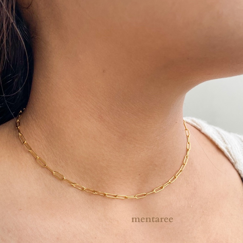 Mentaree- Kalung Rantai Wanita Classic 18k Emas Stainless Steel