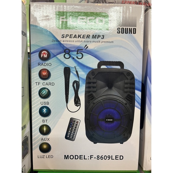 Speaker Bluetooth FLECO F-8803 / F-8606 / F-8607 / F-8604 / F-8609 LED 8.5 Inchi Bonus Mic Remote Speaker