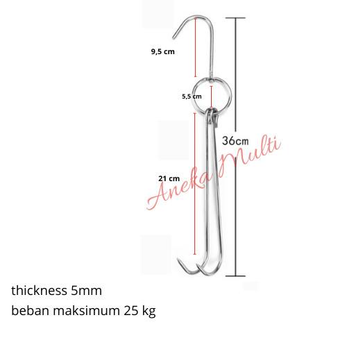 Stainless Steel Meat Gantungan Daging Ayam Bebek Double Hook 9 Inch Kualitas Best Seller