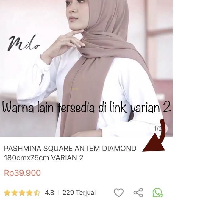 limited STOCKPASHMINA SQUARE ANTEM (ANTI TEMBEM) DIAMOND 180x75 VARIAN 1 / PASHMINA SQUARE TERLARIS 