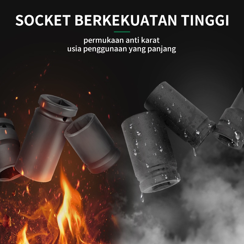 ISKU Mate Sok Extention Impact Socket 1/2&quot; 8-41mm Socket Deep Wall Panjang Pendek Drive Sock Baja Karbon Tinggi Konci Shock Impact Kokoh dan Kuat Car Repair Tool