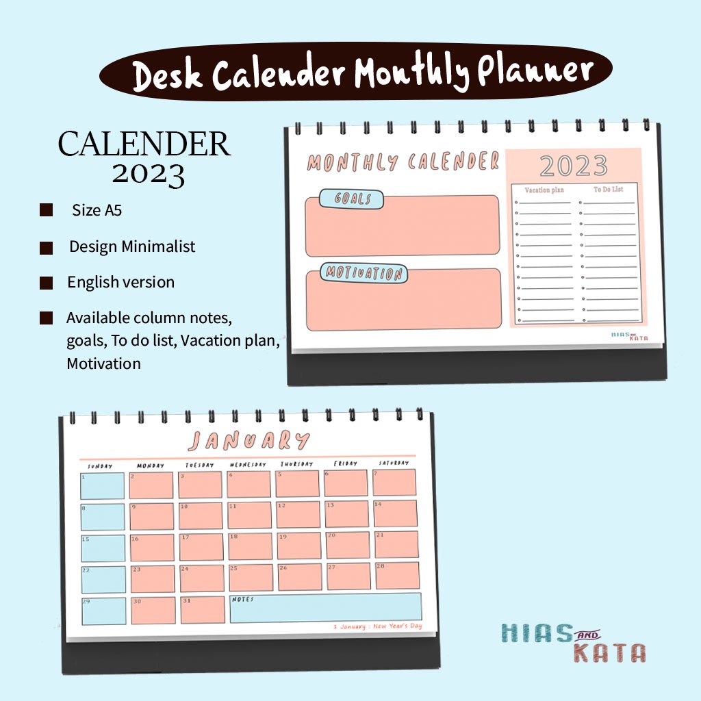 Jual Kalender Meja 2023 Monthly Planner Desk Calender Minimalist ...