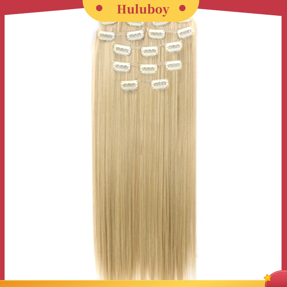 Wig Rambut Extension Model Panjang Keriting Lurus Dengan 16 Klip Untuk Wanita