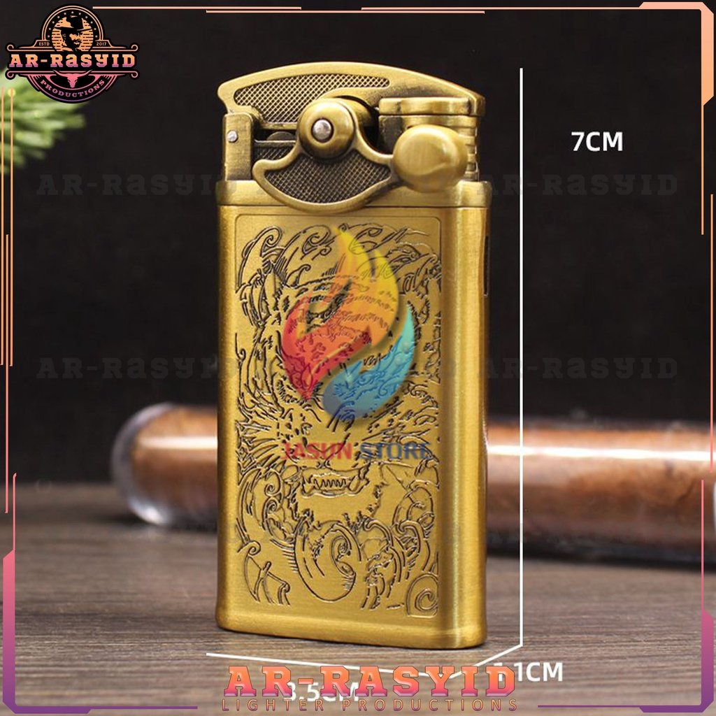 BISA COD! Korek Api Las Gas Gold Rocker lighter HP 140-8