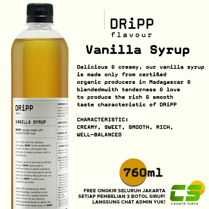 

Dripp Sirup / Syrup - Vanilla Syrup 760 ml ( Sirup Vanilla )