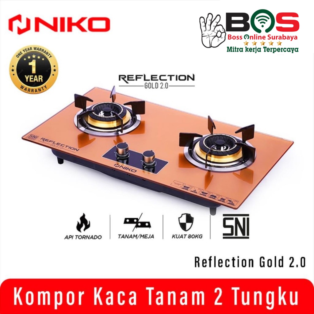 Kompor Niko Kompor Kaca Tanam Gold 2 Tungku Niko Reflection Gold 2.0