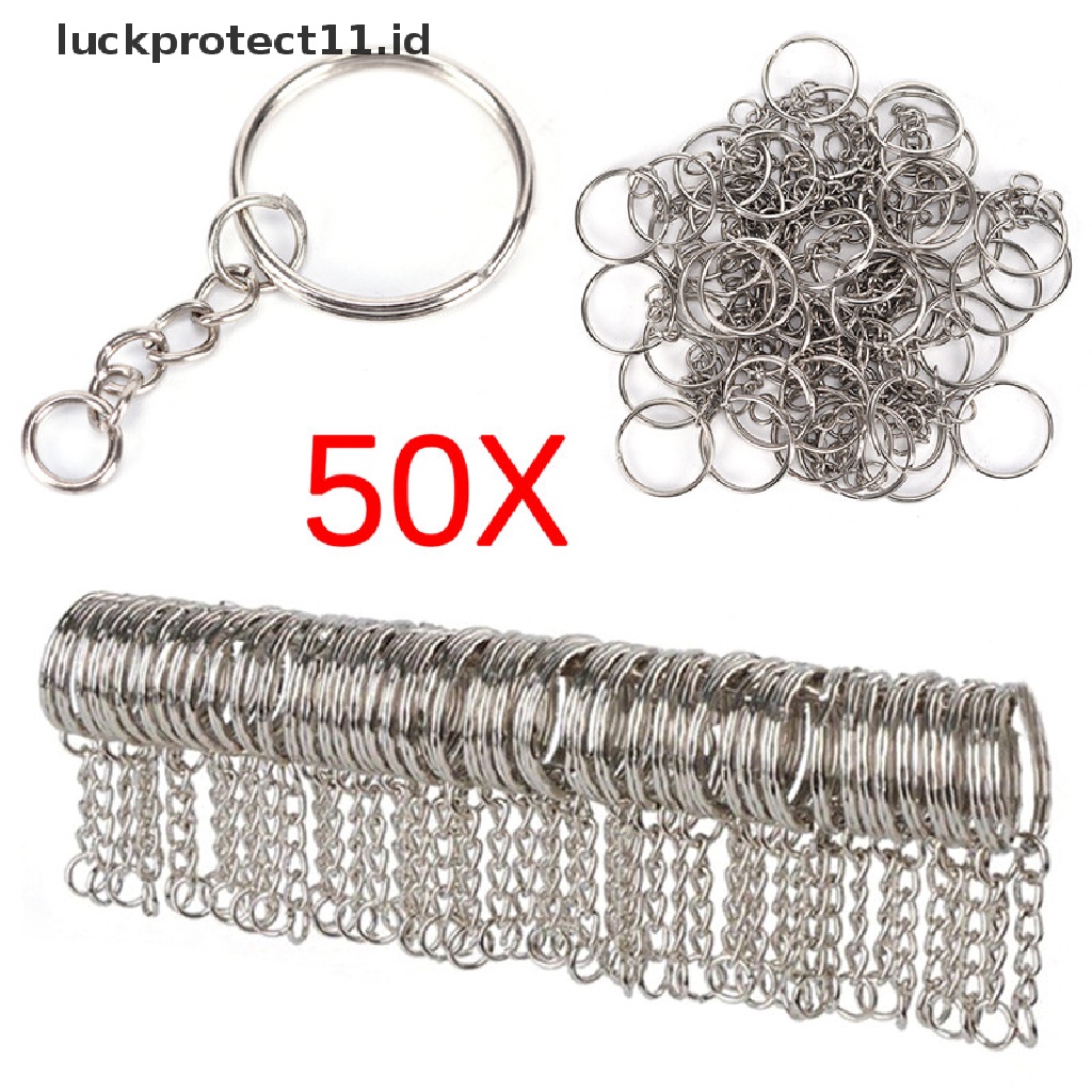 /Fashion Hot// Fashion// 50PCS 25mm Dipoles Perak Keyring Gantungan Kunci Split Ring Rantai Pendek Key Rings DIY.