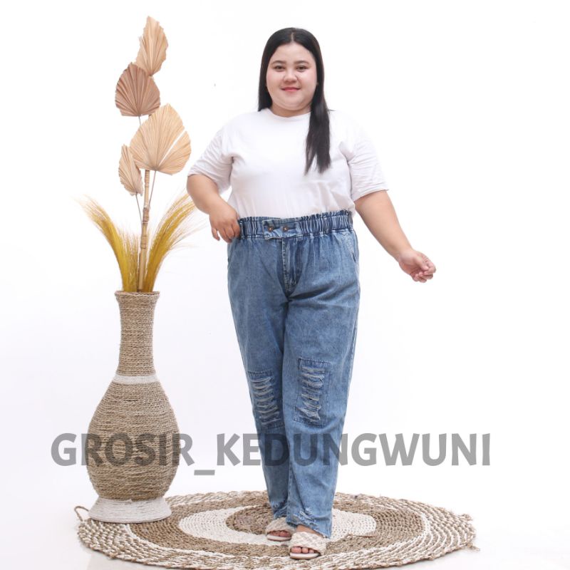 QILA SUPER JUMBO PANTS CELANA JEANS WANITA JUMBO MUAT BB 100 KG