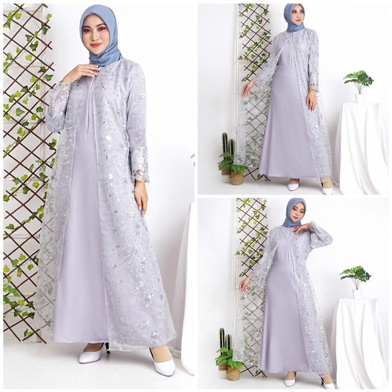 GAMIS BUSUI BONIA / SIZE M-L--XL-XXL / GAMIS BRUKAT TILE KOMBINASI MOSCREPE