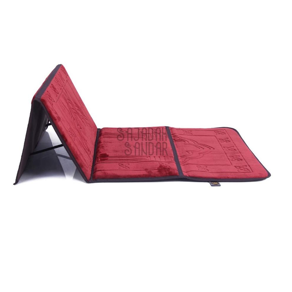 ㅰ Sajadah Sandar Multifungsi Untuk Sandar / Sender / Duduk / Lipat - Asyraf Merah Maroon - Maroon RE