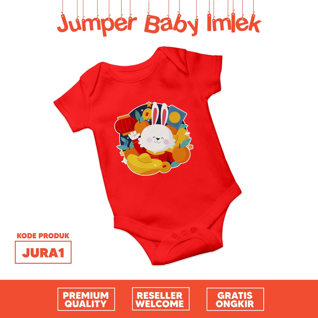 [JUMPER BABY] sincia chinese new year imlek shio rabbit kelinci bodysuit premium quality tahun baru cina