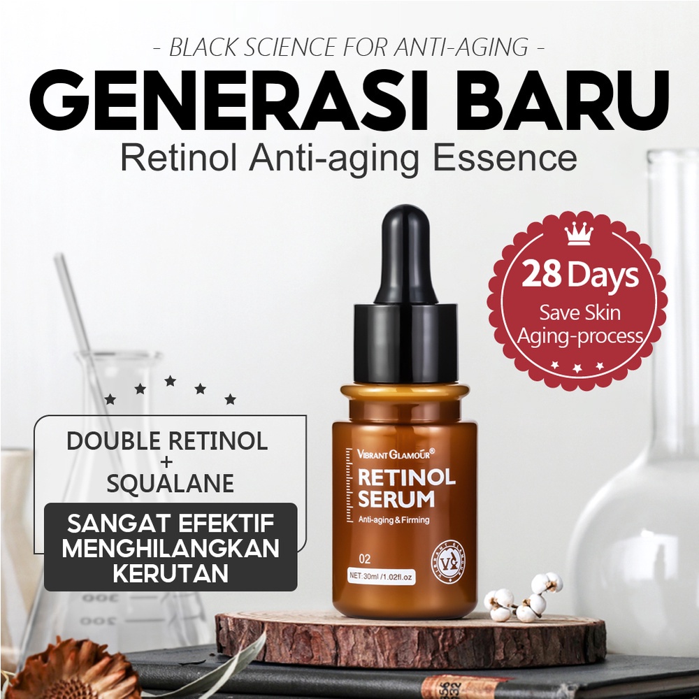 Vibrant Glamour Serum Retinol Essence Anti Penuaan Anti Kerut Lingkaran Hitam Mumutihkan Mencerahkan-30ml