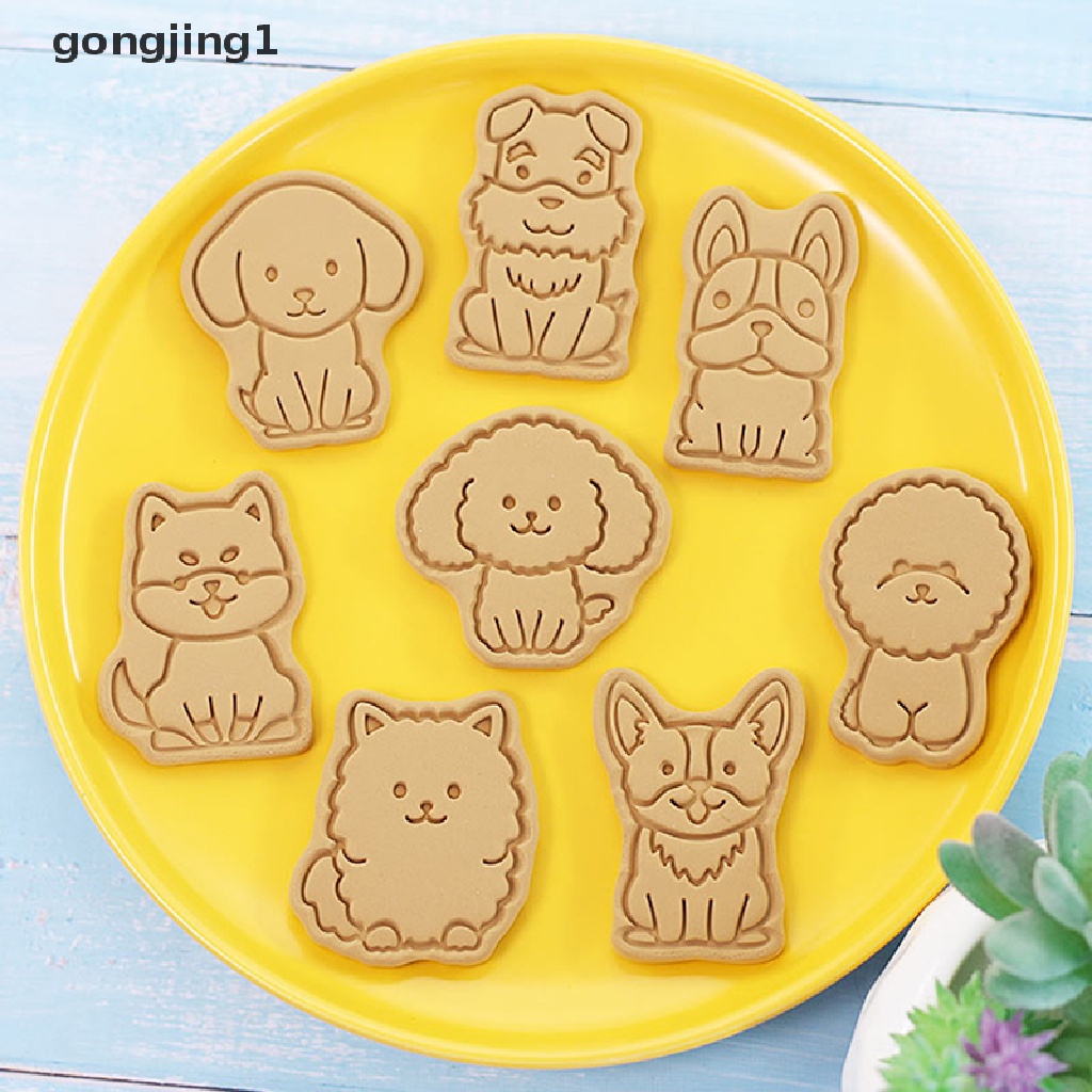 Ggg 8PCS 3D Dog Bakeware Cetakan Biskuit DIY Cookie Tools Hadiah Kue Decorag Tool ID