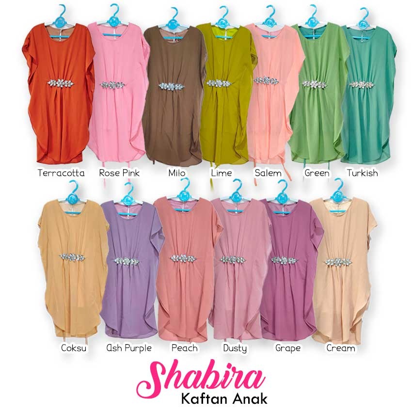 (Arnis) Kaftan Shabira Kids Ukuran 2-4 Tahun Kaftan Anak Diamond Rangkai