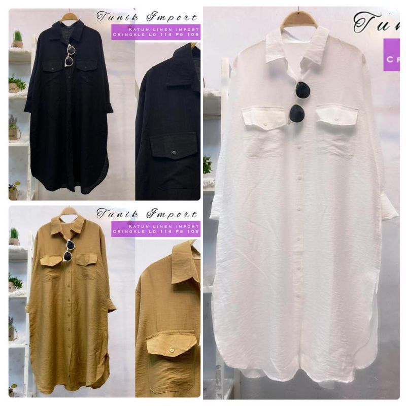 Tunik Import Katun Rayon Import Crinkle Ld 114 Pb 109
