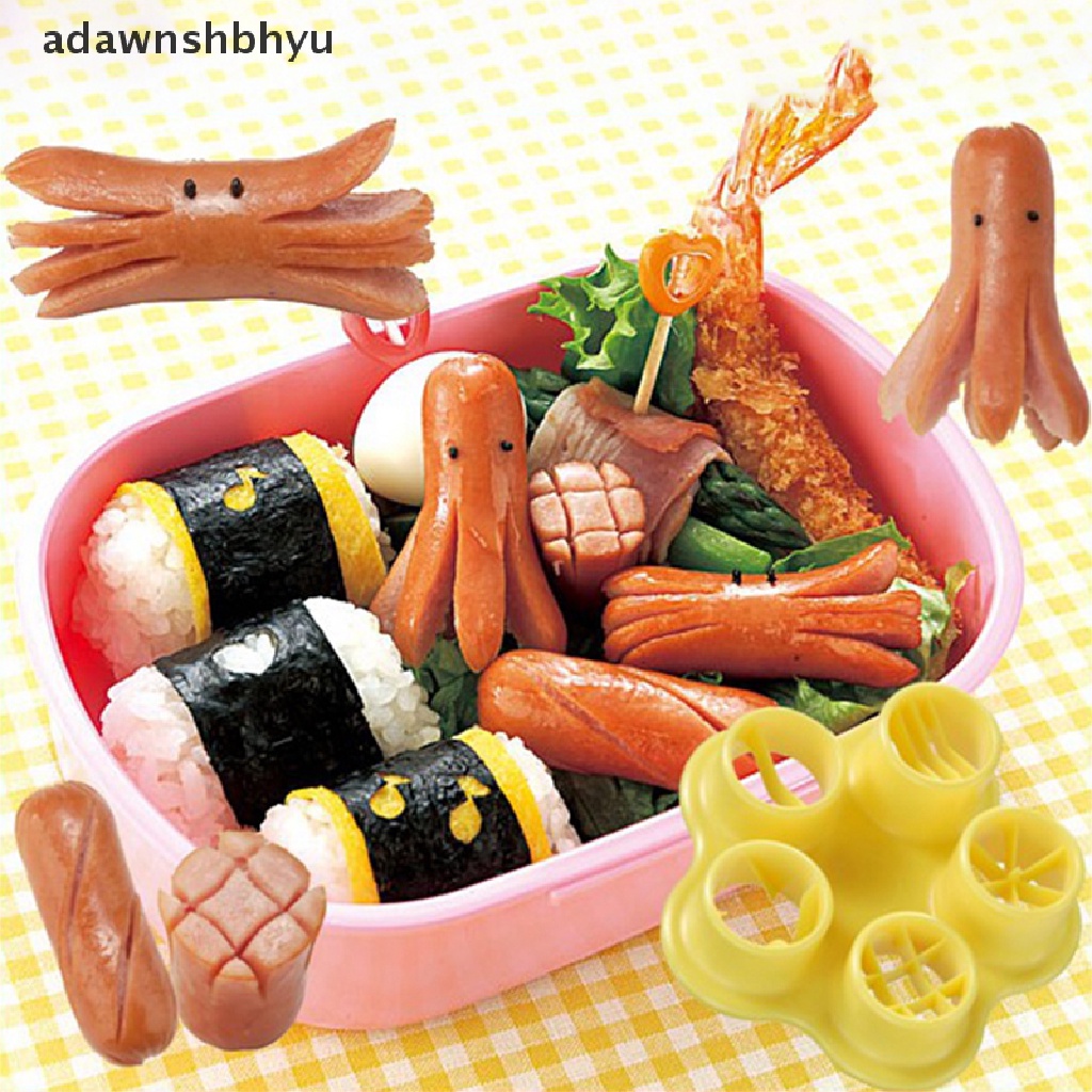 Adawnshbhyu 5in1 Sausage Hot Dog Cutter Set Ham Pemotong Sosis Dapur Cutg Cetakan DIY ID