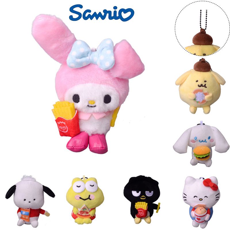 Tidak Beracun Sanrio Mymelody Plush Liontin Cinnamoroll Gantungan Kunci Boneka Boneka Hadiah Anak