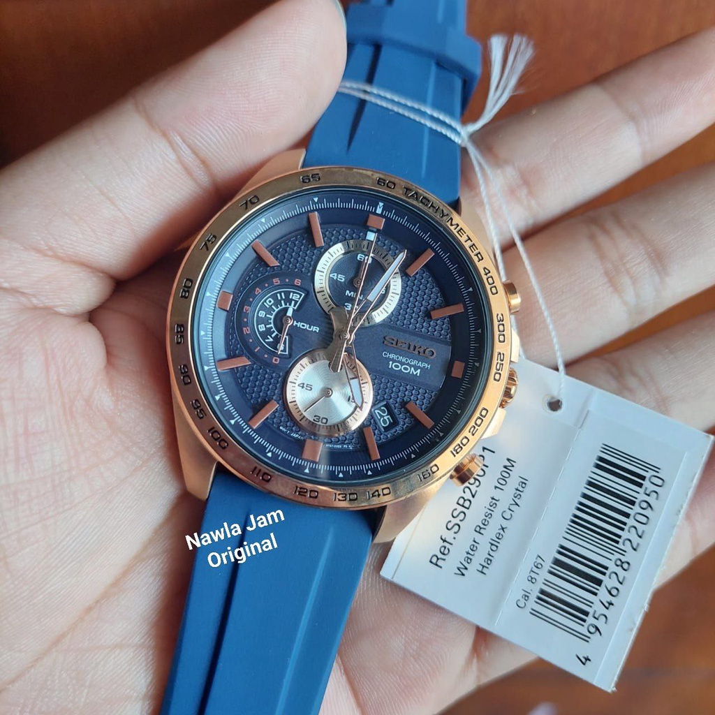 Seiko Quartz SSB290P1 Chronograph Rose Gold - Jam Tangan Pria SSB290