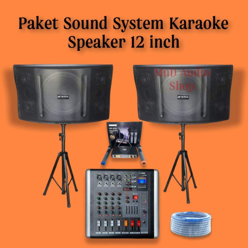 paket sound system karaoke speaker 12inch + power mixer 4channel