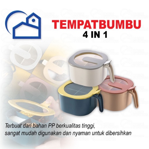 Tempat bumbu dapur 4 sekat / kotak bumbu / tempat bumbu dapur set free sendok 10054 2408