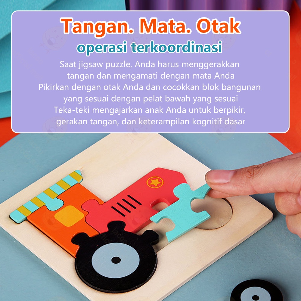 Lacoo Puzzle kayu anak 3d Wooden toys Jigsaw puzzle mainan edukasi anak