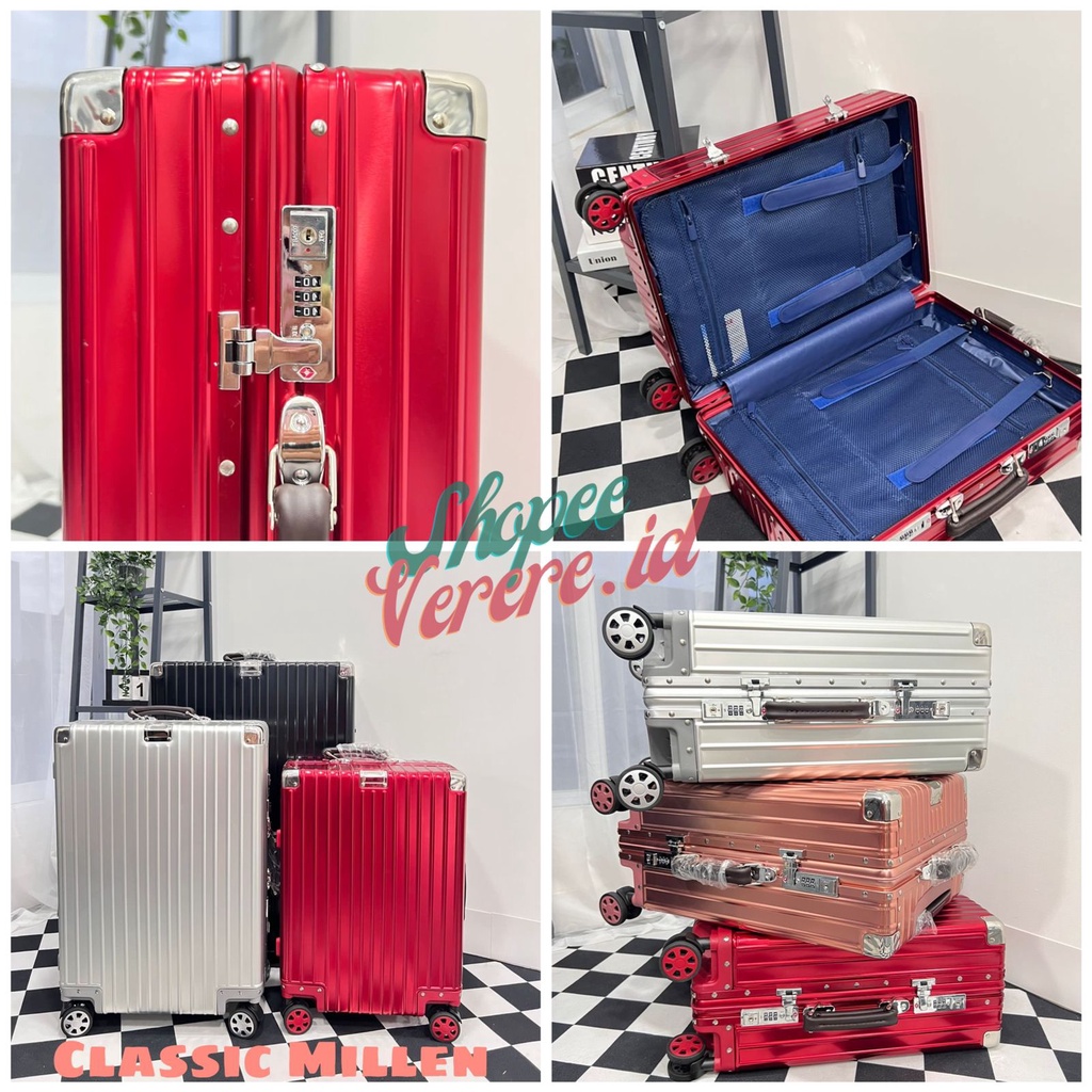 Koper FULL ALUMUNIUM Super Good Quality TSA Lock Koper Cabin Size 20 Inch dan 24 Inch Import No Zipper Aluminium SuitCase Anti Pecah