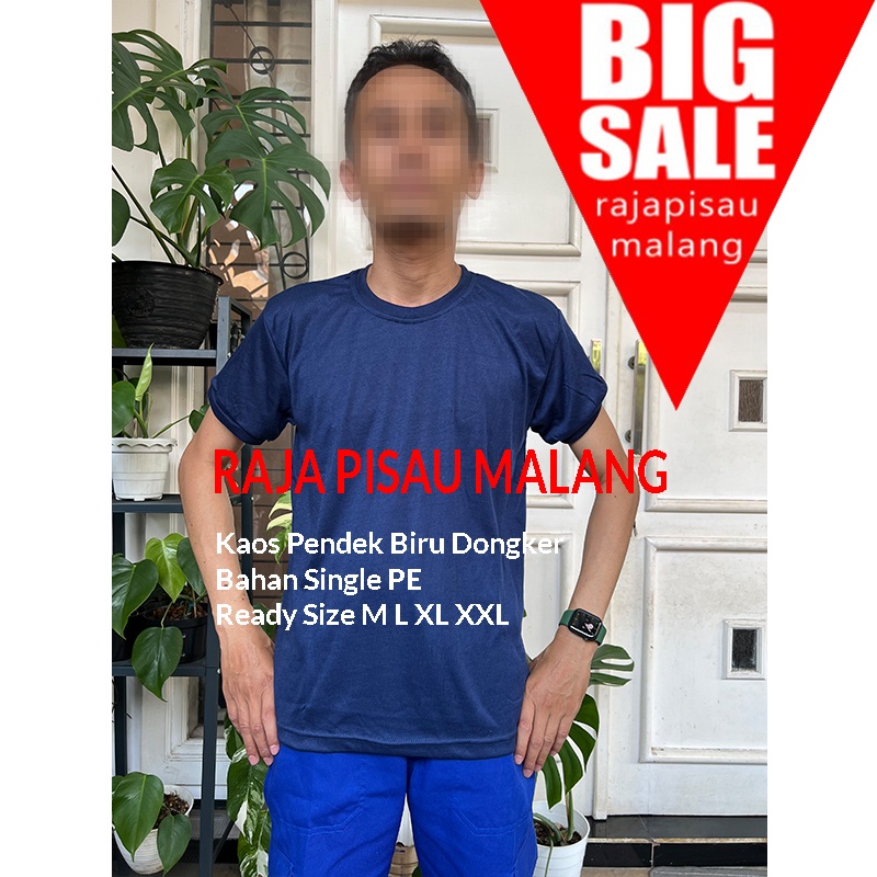 Kaos Pendek Biru Dongker Polos Bahan Pe