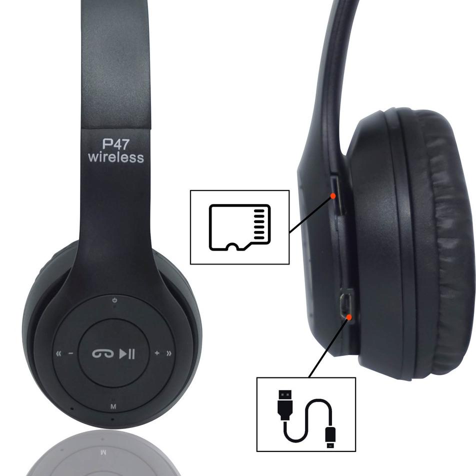 Garansi Uang Kembali P47 Headphone Bando Wireless Extra Bass/Headset P47 Wireless System/Headset Bando Bluetooth